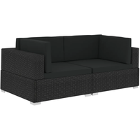 VidaXL Polyrattan Ecksofas mit Auflagen 2-tlg. schwarz 47263