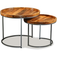VidaXL Beistelltisch-Set 2 Stk. Mangoholz Massiv