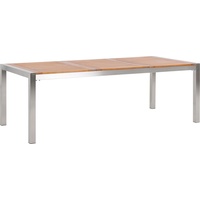 Beliani Gartentisch GROSSETO Heller Holzfarbton/Silber - Gr.: onesize
