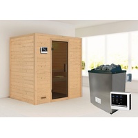Karibu Sauna "Sonja" mit graphitfarbener Tür Ofen 9 KW