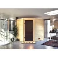 Karibu Sauna Innensauna Mia Eckeinstieg ohne Zubehör 196x169x198 cm,