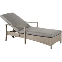 Beliani Gartenliege grau Rattan inkl. Auflage verstellbar