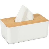 Relaxdays Tücherbox mit Deckel aus Bambus, fürs Bad, modernes