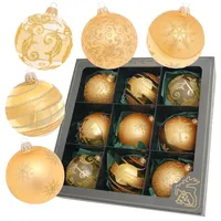 Krebs Glas Lauscha Weihnachtsbaumkugeln Gold Schneeflocke 9-tlg. 8cm