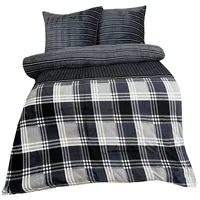Leonado Vicenti Bettwäsche Teddyplüsch kariert grau/schwarz 200 x 200