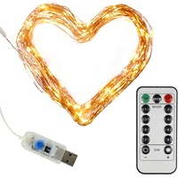 Clauss LED-Mini-Lichterkette mit USB-Anschluss und Fernbedienung, versch. Funktionen, 100