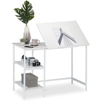 Relaxdays Schreibtisch weiß rechteckig, 4-Fuß-Gestell weiß 110,0 x 55,0