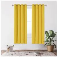 Deconovo Verdunkelungsvorhang Kälteschutz Gardinen Schlafzimmer Vorhang Blickdicht, 175x140cm(HöhexBreite), Senfgelb,
