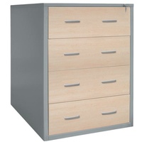 Gürkan Hängeregistraturschrank silber, ahorn 4 Schubladen 76,0 x 62,0