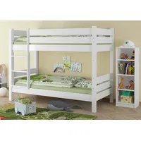 Erst-Holz Massivholz-Etagenbett weiß 90x200 Etagenbett teilbar Hochbett Modell 16