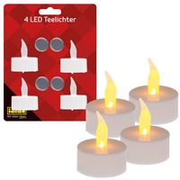 IDENA LED Teelichter 4 Stück weiß