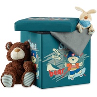 Relaxdays Sitzhocker Kinder, faltbar, mit Stauraum, Aufbewahrungsbox mit Deckel,