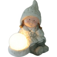 Expo-Börse X-Mas M‰dchen Keramik Figur mit LED-Kugel batteriebetrieben