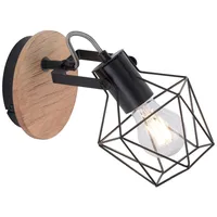 Just light. Wandleuchte Jaro justierbar schwarz/holz 1-flammig