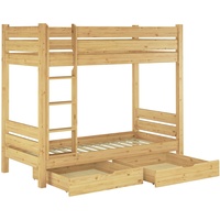 Erst-Holz Etagenbett mit Überlänge 100x220 Hochbett Kiefer teilbar Rollrost