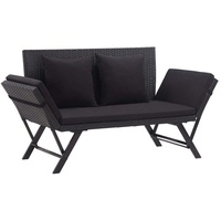 VidaXL Gartenbank mit Auflagen 176 cm Schwarz Poly Rattan