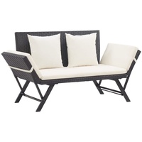 VidaXL Gartenbank mit Auflagen 176 cm Schwarz Poly Rattan