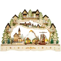 SIKORA LB46 beleuchteter LED XL Holz Schwibbogen Berg-WEIHNACHTSDORF mit