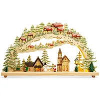 SIKORA LB82 großer Holz LED Schwibbogen WINTERDORF inklusive Trafo