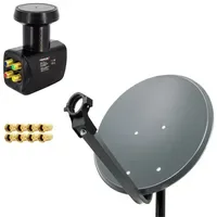 PremiumX 45cm Satelliten-Schüssel Stahl Anthrazit Satellitenantenne SAT Quad LNB