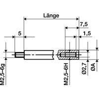 Käfer Verlängerungsstück L.20mm Messbolzen-D.4mm z.Messuhren KÄFER