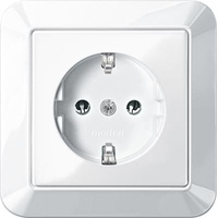 Merten SCHUKO-Steckdose pws/gl volle Abdeckplatte MEG2301-1019