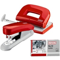 Novus Locher-Tacker-Büroset »Evolution Twin Set fresh« rot