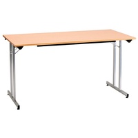 Sodematub Mehrzwecktisch ahorn rechteckig, Vierkantrohr silber, 140,0 x 80,0