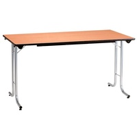 Sodematub Mehrzwecktisch buche halbrund, Rundrohr chrom, 140,0 x 70,0
