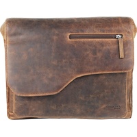 GREENLAND Nature Montana Messenger Leder 40 cm Laptopfach braun