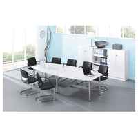 Hammerbacher Konferenztisch KT28C weiß Tonnenform, Rundrohr chrom, 280,0 x