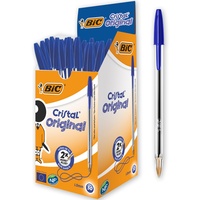 BIC Kugelschreiber Cristal transparent, Schreibfarbe: blau, 50 St.