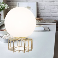 GLOBO Tischlampe Tischleuchte rund Glas opal Schalter messing Metall