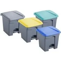 Helit Tretabfallbehälter, 30 Liter, mittelgrau rechteckig, aus PP, mit