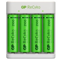 GP Batteries E411 + 4x ReCyko+ Mignon Rundzellen-Ladegerät NiMH