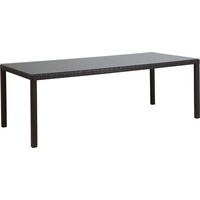 Beliani Gartentisch dunkelbraun Polyrattan Aluminium Sicherheitsglas 220x100 cm Outdoor