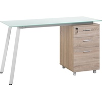 Beliani Schreibtisch Weiß mit Braun 130 x 60 cm