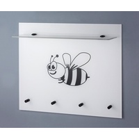 GGG MÖBEL Garderobenpaneel Biene, aus Glas mit Ablage weiß