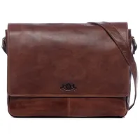 Sid & Vain Leder-Messenger Laptoptasche SPENCER groß Laptop-Tasche 15