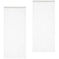 Relaxdays 4 x Fadenvorhang weiß, 90x245 cm, Weiß