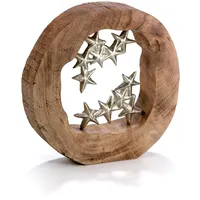 Moritz Skulptur Sternenhimmel silber Mangoholz/Alu Massive Mangoholz - Baumscheibe
