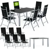 CASARIA Bern Set 7-tlg. Tischplatte Glas schwarz/silber