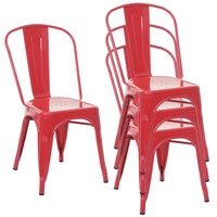 Mendler 4er-Set Stuhl HWC-A73, Bistrostuhl Stapelstuhl, Metall Industriedesign stapelbar