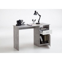 FMD Schreibtisch 1 Schublade 123×50×76,5 cm Betongrau und Weiß