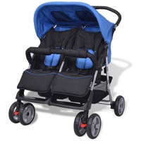 VidaXL Zwillingsbuggy blau und schwarz