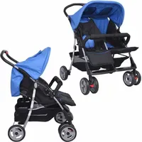 VidaXL Zwillingsbuggy blau und schwarz