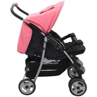 VidaXL Zwillingswagen rosa/schwarz