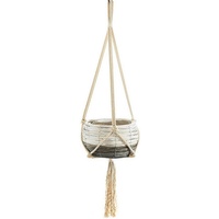 Kobolo Blumenampel Pflanzampel - Chipwood rund grau weiß mit