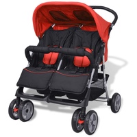 VidaXL Zwillingsbuggy rot und schwarz