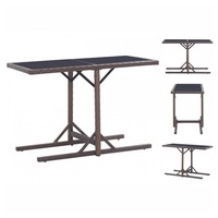 VidaXL Gartentisch Braun 110×53×72 cm Glas und Poly Rattan